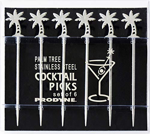 Prodyne Palm Tree Cocktail Picks, Set of 6, Silver