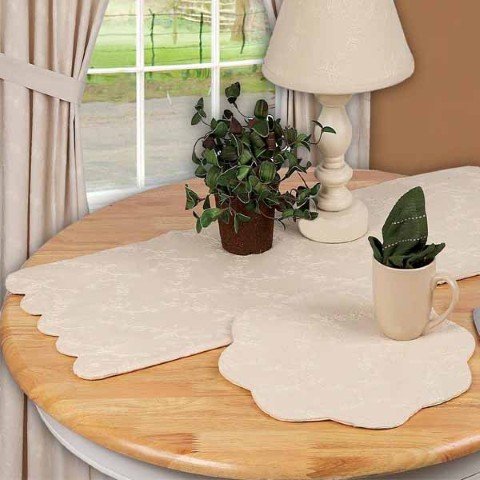 Home collection by Raghu Candlewicking Table Runner, 14 by 36-Inch, Cream