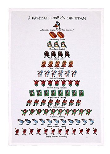 Peking Handicraft 12 Days of a Baseball Lover's Holiday Flour Sack Kitchen Dish Towel, 18 Inch X 26 Inch
