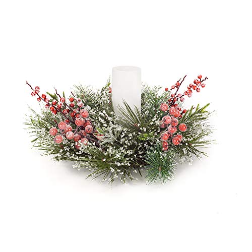 Melrose Iced Pine Berry Decorative Christmas Candle Ring