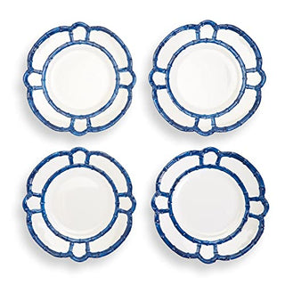 Two's Company Set of 4 Blue Bamboo Touch Dinner Plate