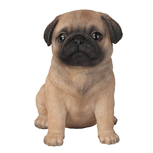 Pacific Trading Giftware Adorable Seated Pug Puppy Collectible Figurine Amazing Dog Likeness Hand Painted Resin 6.5 inch Figurine Great for Dog Lovers Tabletop Decor