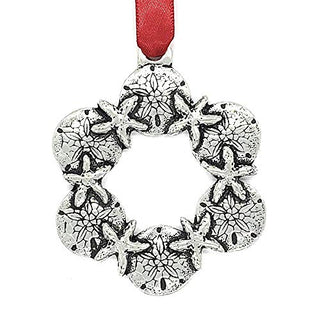 Basic Spirit Pewter Sanddollar Wreath Christmas Tree Ornament Decoration