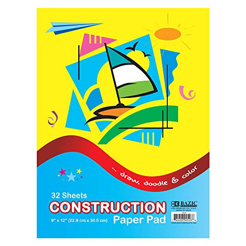 BAZIC 32 Ct. 9" X 12" Construction Paper Pad