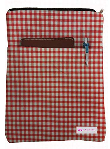 Shelftify Red Checkered Book Sleeve - Book Cover for Hardcover and Paperback - Book Lover Gift - Notebooks and Pens Not Included