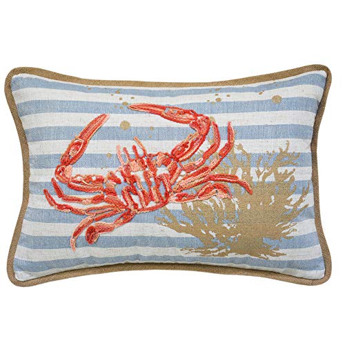 Comfy Hour Under The Sea Collection Ocean Sea Crab Coral Coastal Accent Throw Pillow Cushion, for Marine Animal Lovers, Polyester