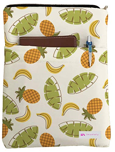 Shelftify Pineapples and Bananas Book Sleeve - Book Cover for Hardcover and Paperback - Book Lover Gift - Notebooks and Pens Not Included