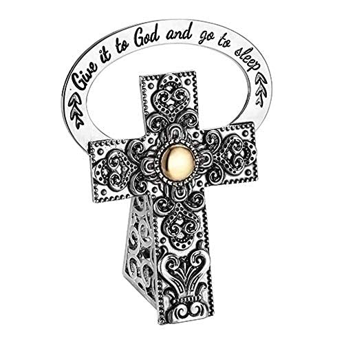 Roman 2.5-inch Give it to God and go to Sleep Cross Gold Dot