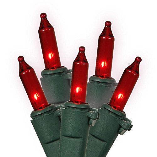 Vickerman W5G0453 50 Light Red Mini Light Set on Green Wire