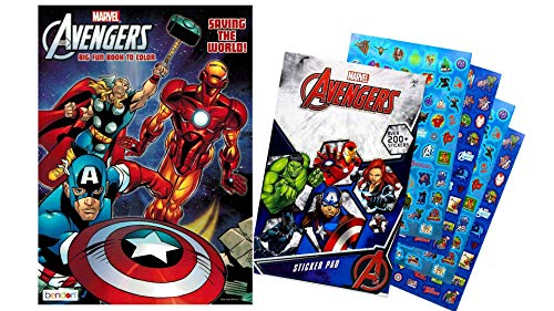 BAZIC 2325687 Avengers 80 Page Coloring Book Marvel Avengers Hero Sticker Book Over 200+ - Perfect for Gifts, Party Favor, Goodies, Reward, Scrapbooking, Children Craft, School for Kids Girls, Boys