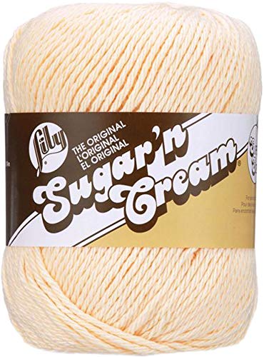 Spinrite Yarns (CA) Lily Sugar 'N Cream Super Size Solid Yarn, 4oz, Gauge 4 Medium, 100% Cotton - Cream - Machine Wash & Dry