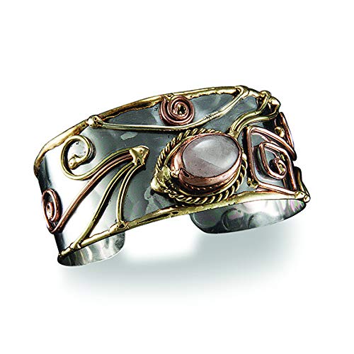 Anju Jewelry Janya Collection Mixed Metal Cuff Bracelet - Rose Quartz