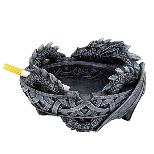 Pacific Trading Giftware Ancient Celtic Guardian Dragon Ashtray Statue in Faux Stone Resin