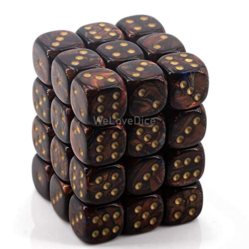 DND Dice Set-Chessex D&D Dice-12mm Scarab Blue Blood and Gold Polyhedral Dice Set-Dungeons and Dragons Dice Includes 36 Dice – D6