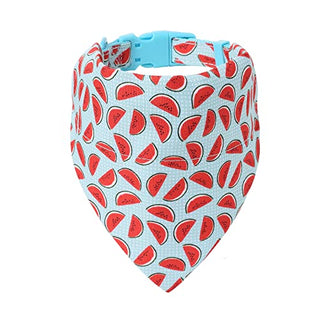 Mile High Life | Tropical Fruit Summer Collection | Soft Poly Cotton Fabric | Girl Dog Collars | Bandana Collar (Watermelon, Bandana w/Collar -M )