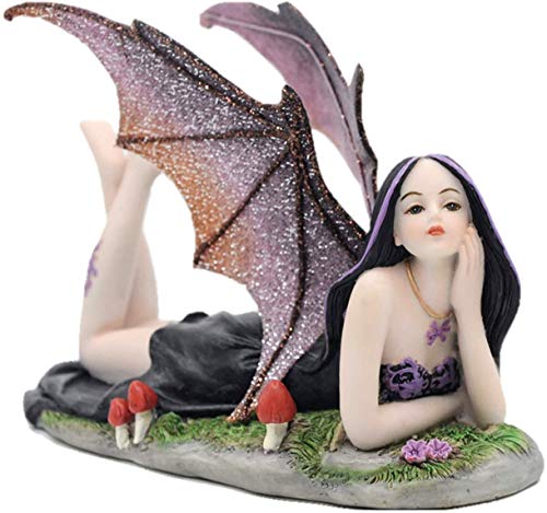 Comfy Hour Fairyland Collection 6 Dark Fairy Witch Spirit Forest Fairy Lying On Grassland Figurine, Home Decoration and Collectibles, Polyresin