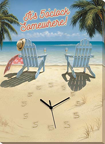 Wild Wings(WI) 5084310013 It's Five O'clock Somewhere Canvas Clock by Daniel Pollera, 18-inch Height