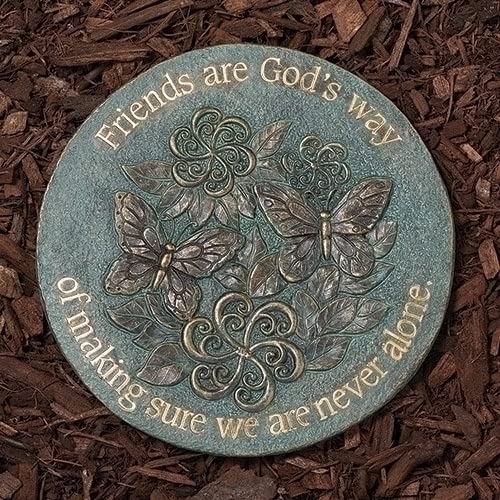 Roman Bronze Blue Patina Decorative Stepping Stone, Resin, Outdoor Decoration (9-inch Height, Friends)