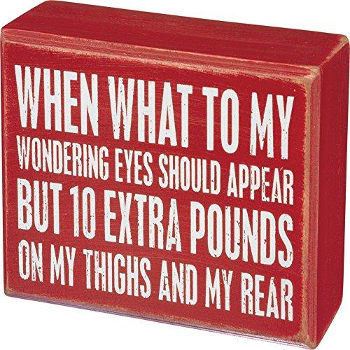 Primitives by Kathy 10 Extra Pounds 5 Inches x 3 Inches Wood Box Decorative Signs
