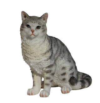 US 4.25 Inch Poly Stone American Shorthair Tabby Spotted Gray