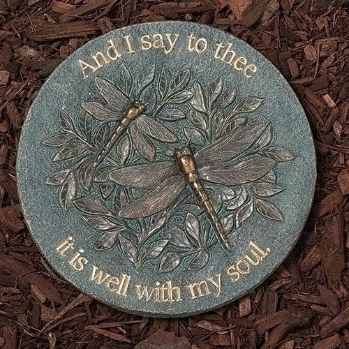 Roman Bronze Blue Patina Decorative Stepping Stone, Resin, Outdoor Decoration (9-inch Height, Soul)