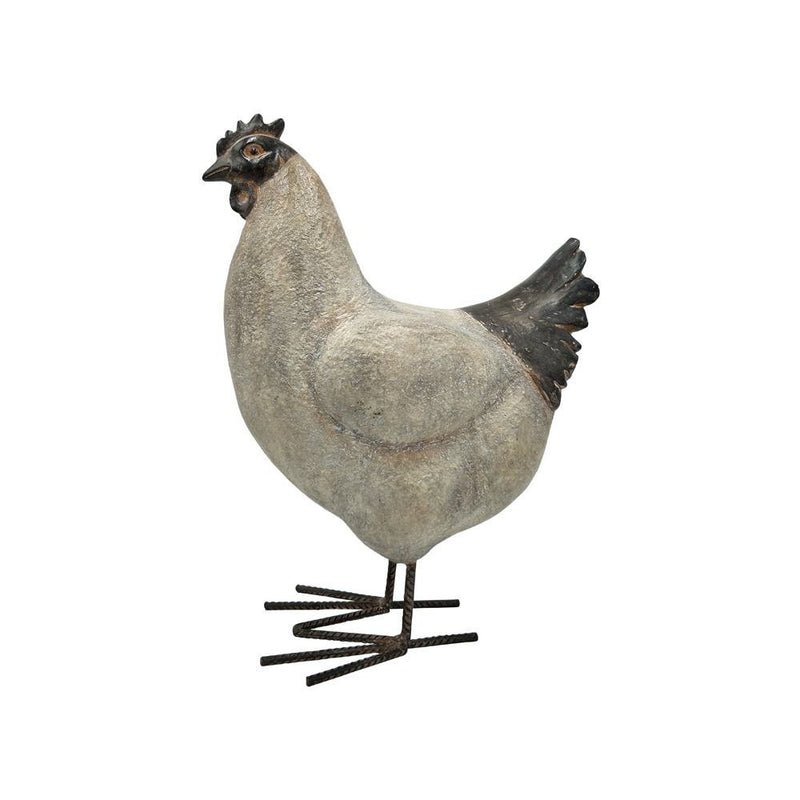 Comfy Hour 15" Country Standing Chicken Hen Figurine Farm Animal Statue, Cream & Rust Effect, Polyresin Decor
