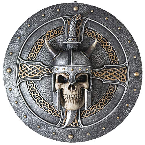 Pacific Trading Summit Collection Menacing Viking Skull Shield Wall Plaque 12 Inches Tall Valhalla Vengeance Fantasy Gothic Wall Decor