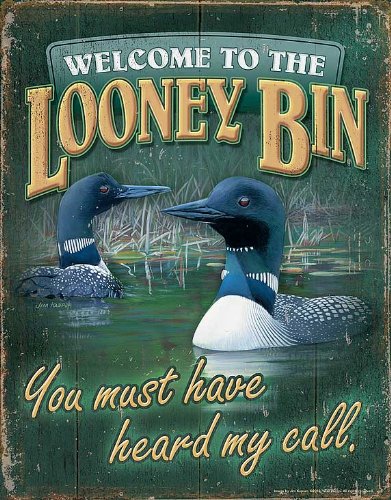 Wild Wings(WI) Tin Sign - Welcome to the Looney Bin
