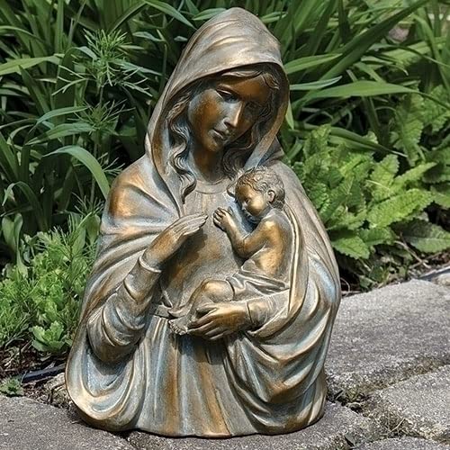 Roman 14-inch Bronze Madonna and Child Statue