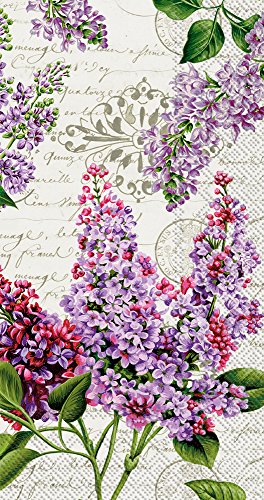 Boston International Celebrate the Home Floral 3-Ply Paper Guest/Buffet Napkins, Lilac Letter, 16-Count