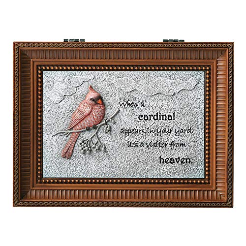 Roman B0173 Music Box Cardinal Memorial Brown LG Box Plays Nocturne, Multicolor
