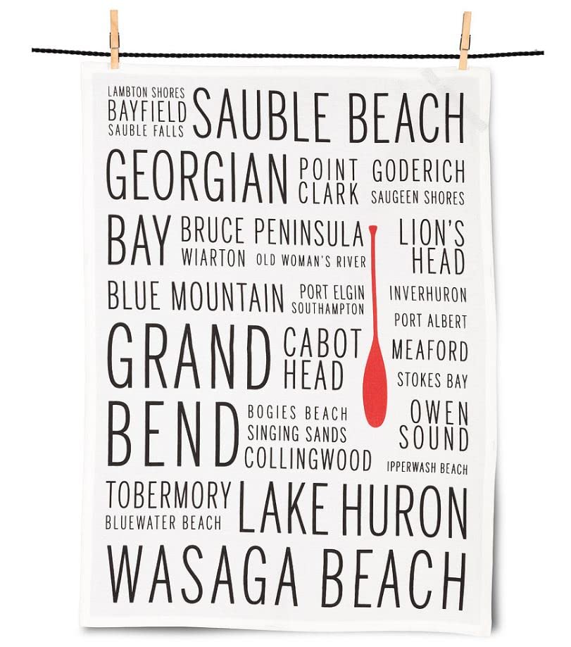 Abbott Collection Lake Huron Names Tea Towel