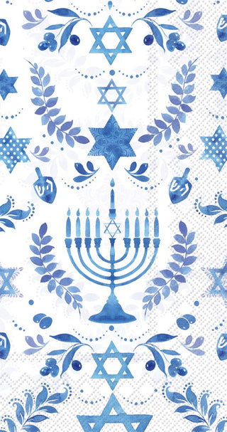Boston International IHR 3-Ply Guest/Dinner Paper Napkins, 8.5 x 4.5-Inches, Hanukkah