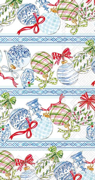 IHR Ideal Home Range Dinner Disposable 3-Ply Paper Guest Towels Buffet Napkins, 8.5" 4.5", Blue Ornaments