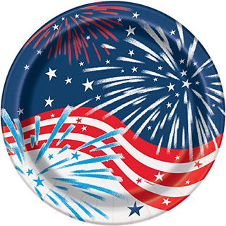 Unique Industries Unique Fireworks 4th of July Dinner Plates, 8ct, 9", Multi