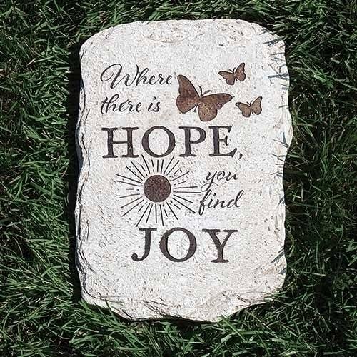 Roman Hope to Joy Stepping Stone, 12.5-inch Height, Garden Decoration