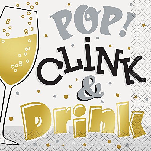Unique Industries Pop, Clink, & Drink Cocktail Napkins, 16ct
