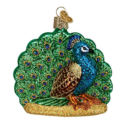 Old World Christmas Zoo and Wildlife Animals Glass Blown Ornaments for Christmas Tree Proud Peacock