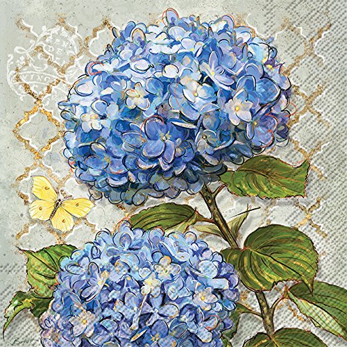 Boston International Celebrate the Home Floral 3-Ply Paper Luncheon Napkins, Blue Heirloom Flowers, 20-Count