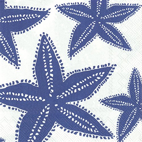 Boston International Celebrate the Home Nautical 3-Ply Paper Cocktail Napkins, Starfish, 20 Count