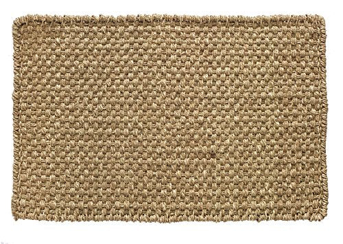 Larry Traverso Boho Market Ella Basketweave 100% Seagrass Doormat, 18 x 30 inches, Durable and Sustainable Handwoven Seagrass, Static Free, Reversible, Beige