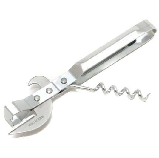 Chef Craft, Cork Screw, and Bottle 3-in-1 Can Opener, 5 3/4", Silver