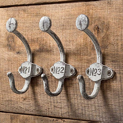 CTW Distressed Metal Numbered Wall Hooks (set of 3)