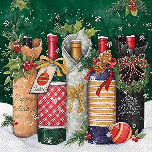 Boston International IHR Winter Holiday Christmas 3-Ply Paper Napkins, 20-Count Cocktail Size, Winter Specials