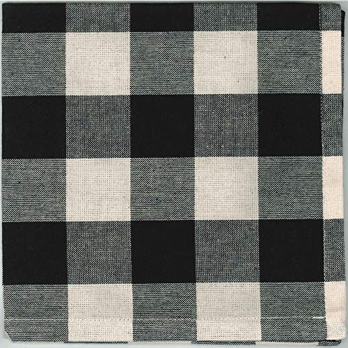 Home Collections by Raghu 18 inch Square Buffalo Check Black-Buttermilk Napkin, 6 Piece