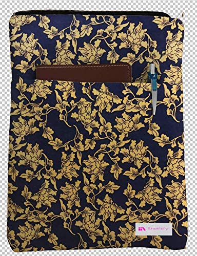 Shelftify Dark Blue Illustrated Florals Book Sleeve - Book Cover for Hardcover and Paperback - Book Lover Gift - Notebooks and Pens Not Included
