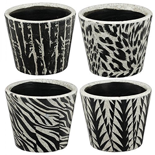 A&B Home Small Planters - Set of 4 Classic Vintage/Black
