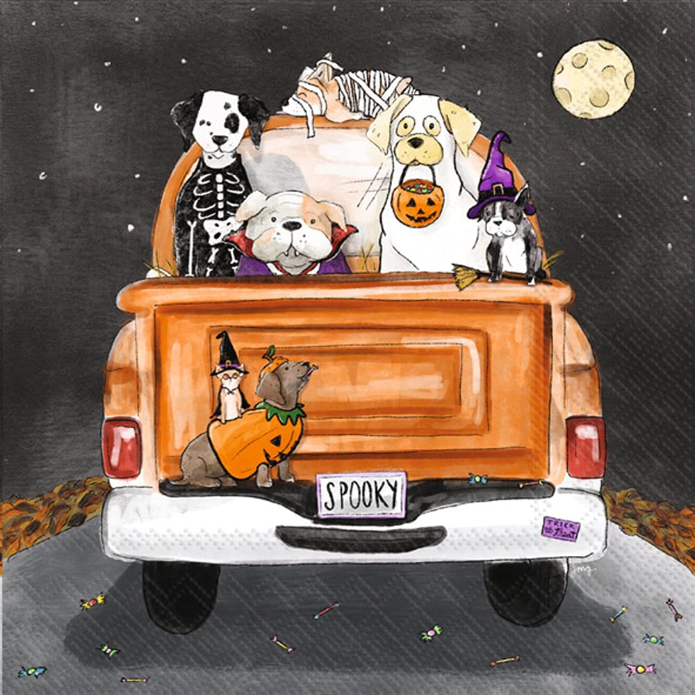Boston International IHR 3-Ply Paper Napkins, 20-Count Cocktail Size, Spooky Pups