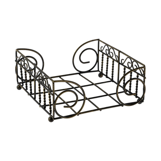 Boston International Caddy Metal Cocktail Holder, Holds 5" x 5" Napkins, Garden Gate- Antique Brass
