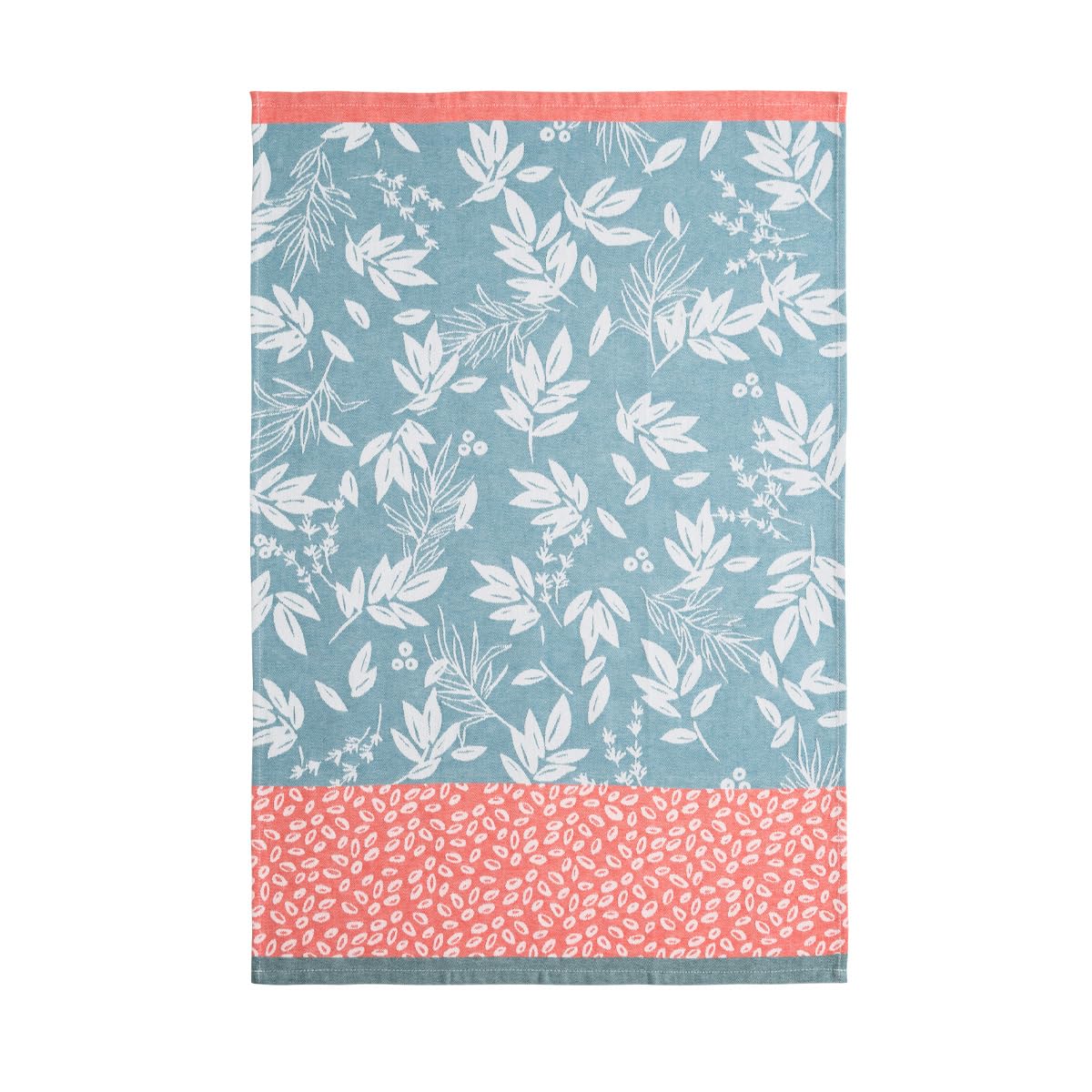 Coucke French Cotton Jacquard Towel, Feuillage, 20-Inches by 30-Inches,Blue